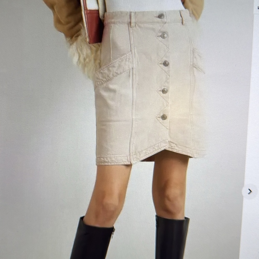 Isabel Marant Etoile Button-Front Beige Denim Ski… - image 1